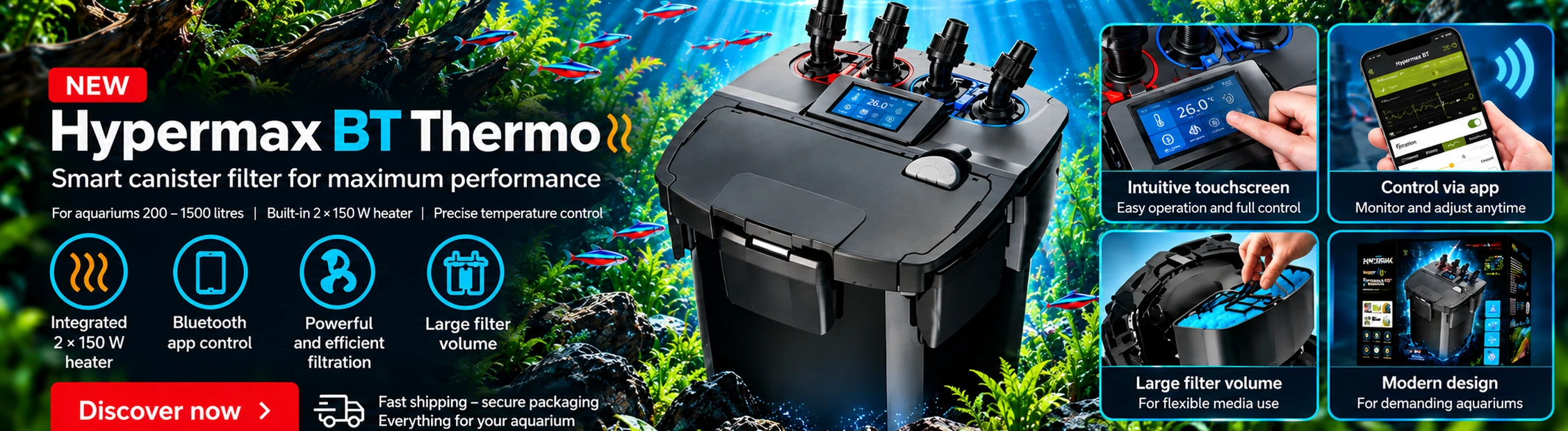 NEW AQUAEL Hypermax BT Thermo – powerful filtration for large aquariums