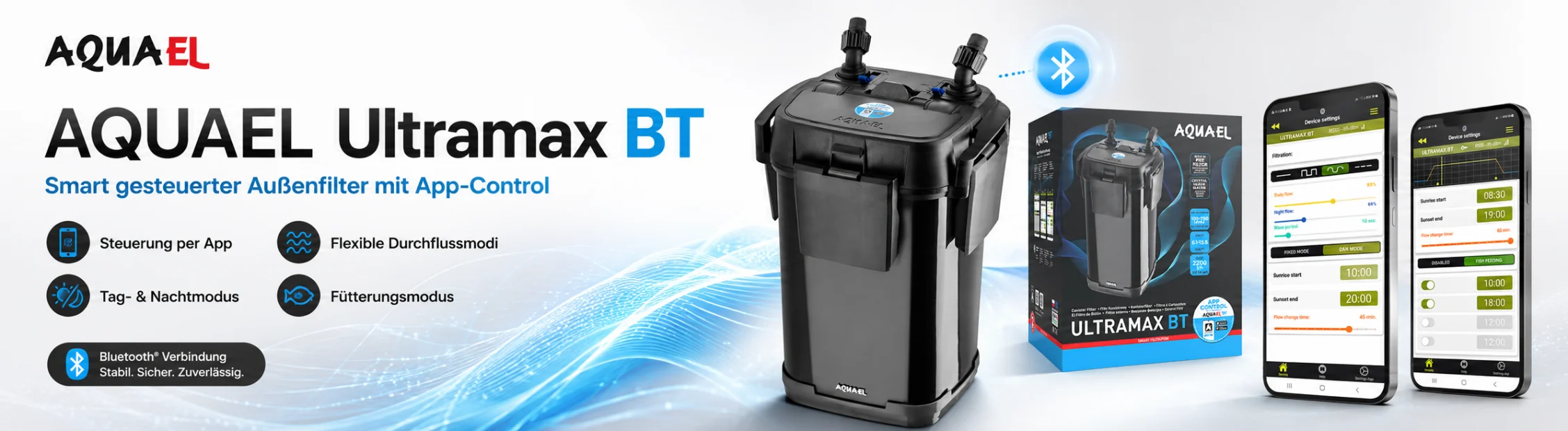 AQUAEL Ultramax BT � Au&szlig;enfilter intelligent steuern
