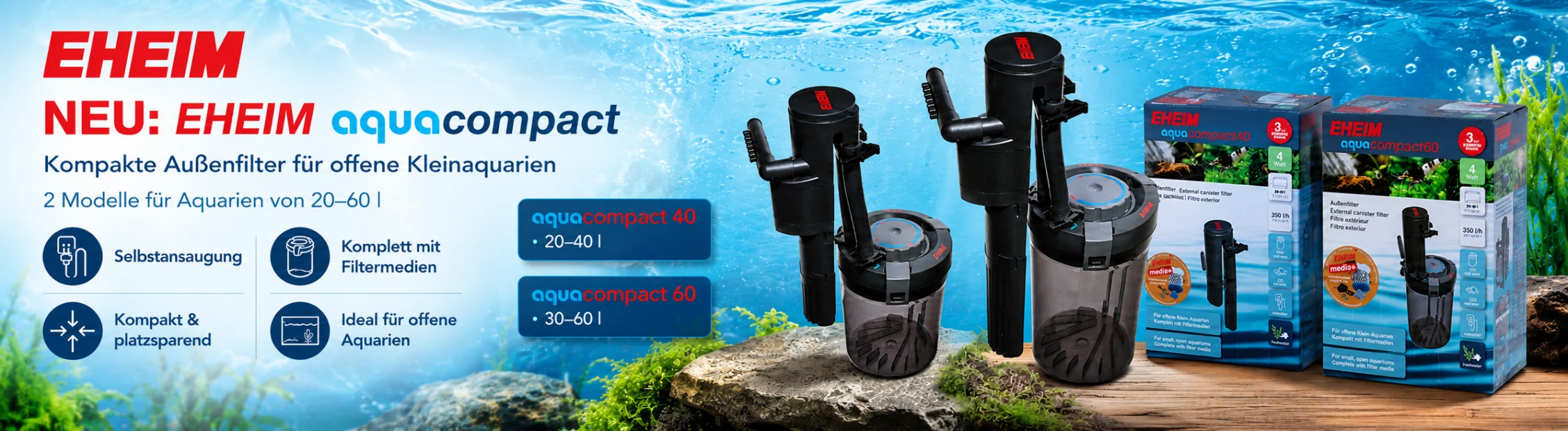 EHEIM aquacompact � kompakte Au&szlig;enfilter f&uuml;r kleine Aquarien
