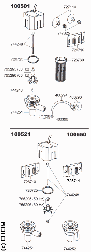 EHEIM 100501 Ersatzteile fr Universal Powerhead EHEIM Kreiselpumpen 100521 und 100550