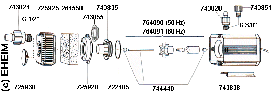 EHEIM 1250 Ersatzteile fr Kreiselpumpe 