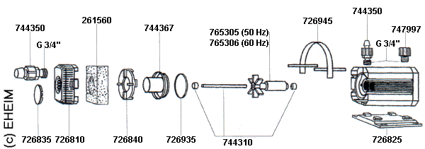 EHEIM 1264 Ersatzteile fr Universalpumpe EHEIM Springbrunnenset       3264