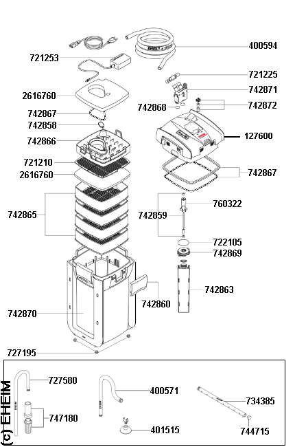 EHEIM 2076 Ersatzteile fr Auenfilter professionel 3e 450 electronic 