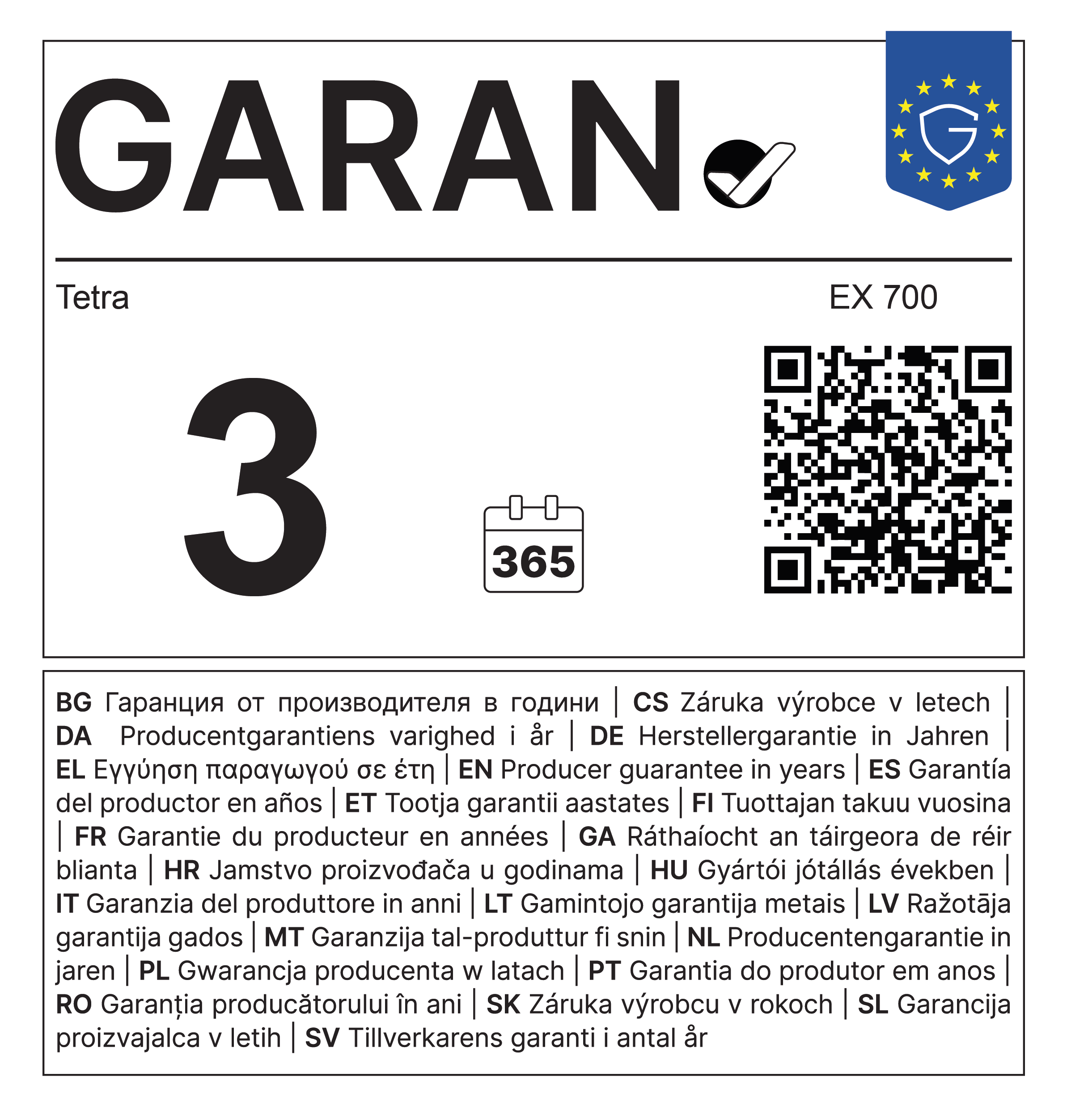 GARAN-Label: 3 Jahre Herstellergarantie