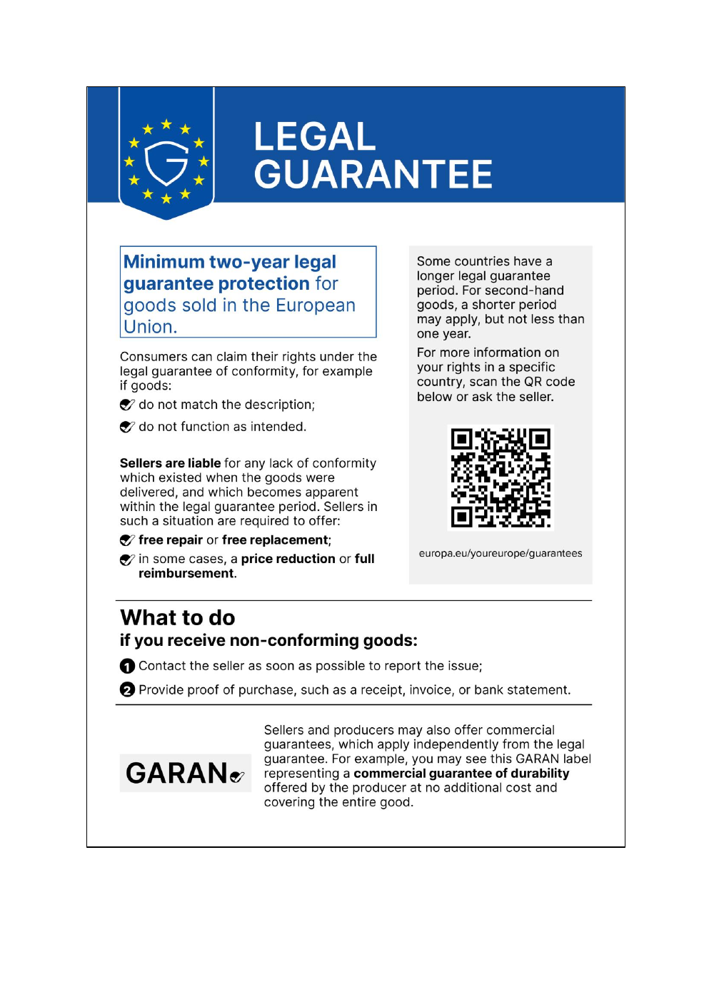 Legal guarantee