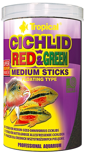 Tropical Cichlid Red & Green Medium Sticks 1 L