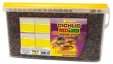 Tropical Cichlid Red & Green Medium Sticks 5.0 L