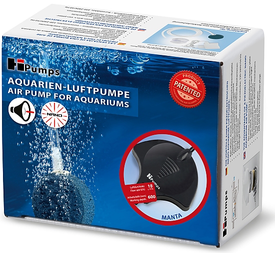 HEYI Piezo Aquarium Air pump 18 l/h Manta, black