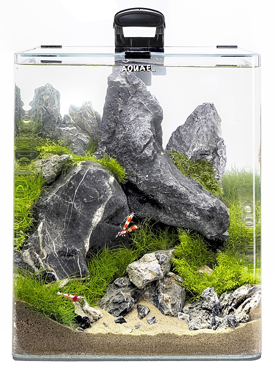 AQUAEL OptiBent Set 30 - White Glass Nano Aquarium Complete Kit black
