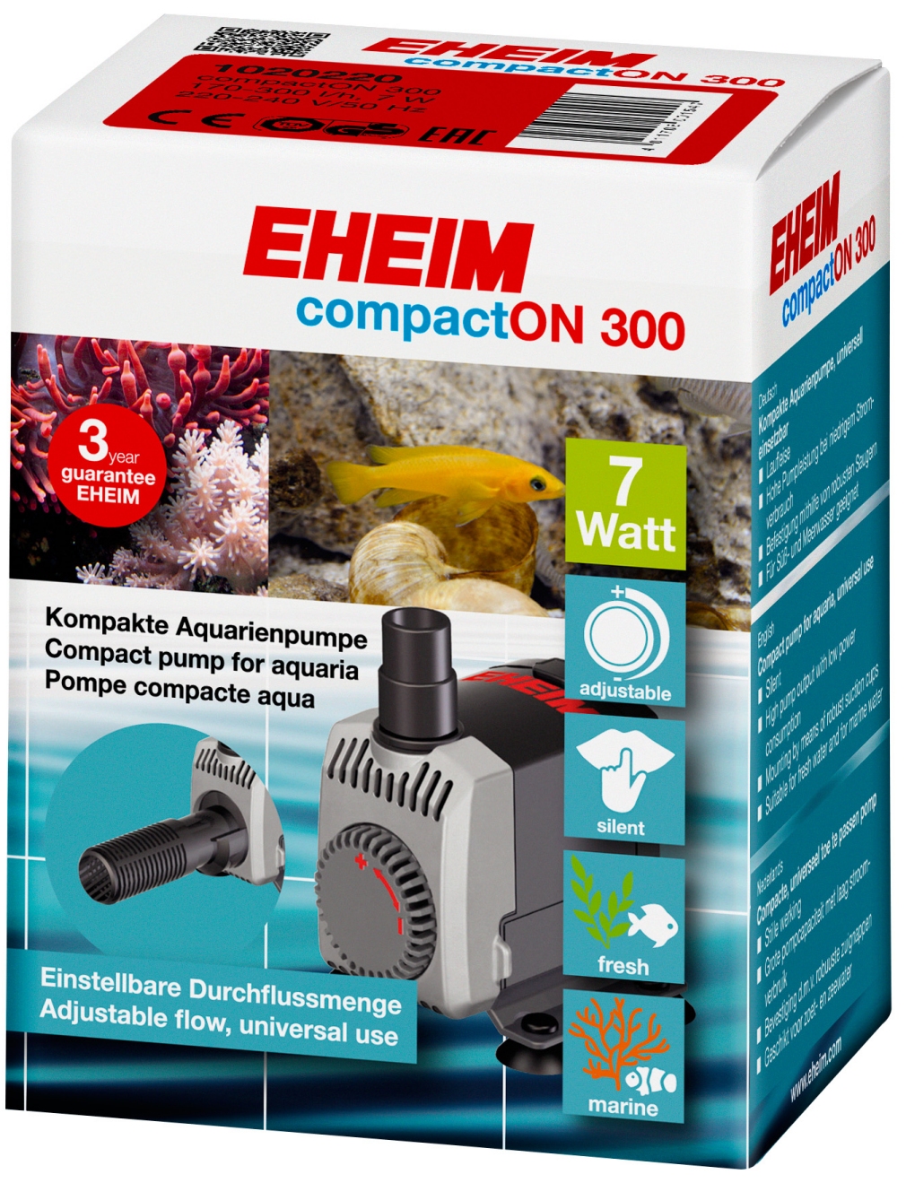  Eheim AEH1000310 Compact Water Pump 300 Liters per Hour : Fish  Aquarium Pump : Pet Supplies