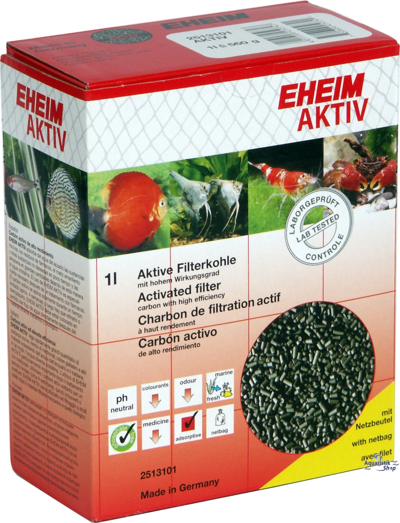 Eheim - filtre Karbon 1 litre + filet - charbon actif - filtration